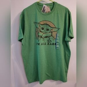 Starwars Graphic T-Shirt Grogu The Child Baby Yoda short Sleeve Large Tee Shirt